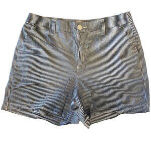 A New Day Seersucker Navy Blue White Shorts Cotton Spandex Blend Stretch 6